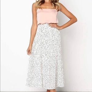 PRETTYGARDEN Printed Pleated Midi Skirt